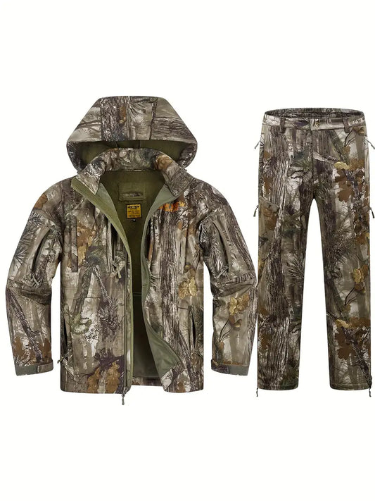 2-piece Men's Hunting Clothing Outfit With Multiple Functional Pockets